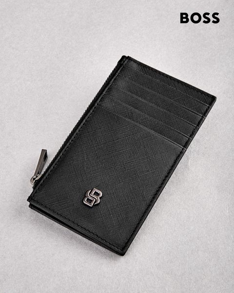 Card holder zip Double B Saffiano Black - 2
