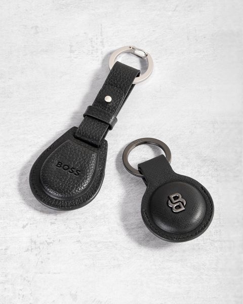 Key ring with AirTag holder Double B Saffiano Black - 1